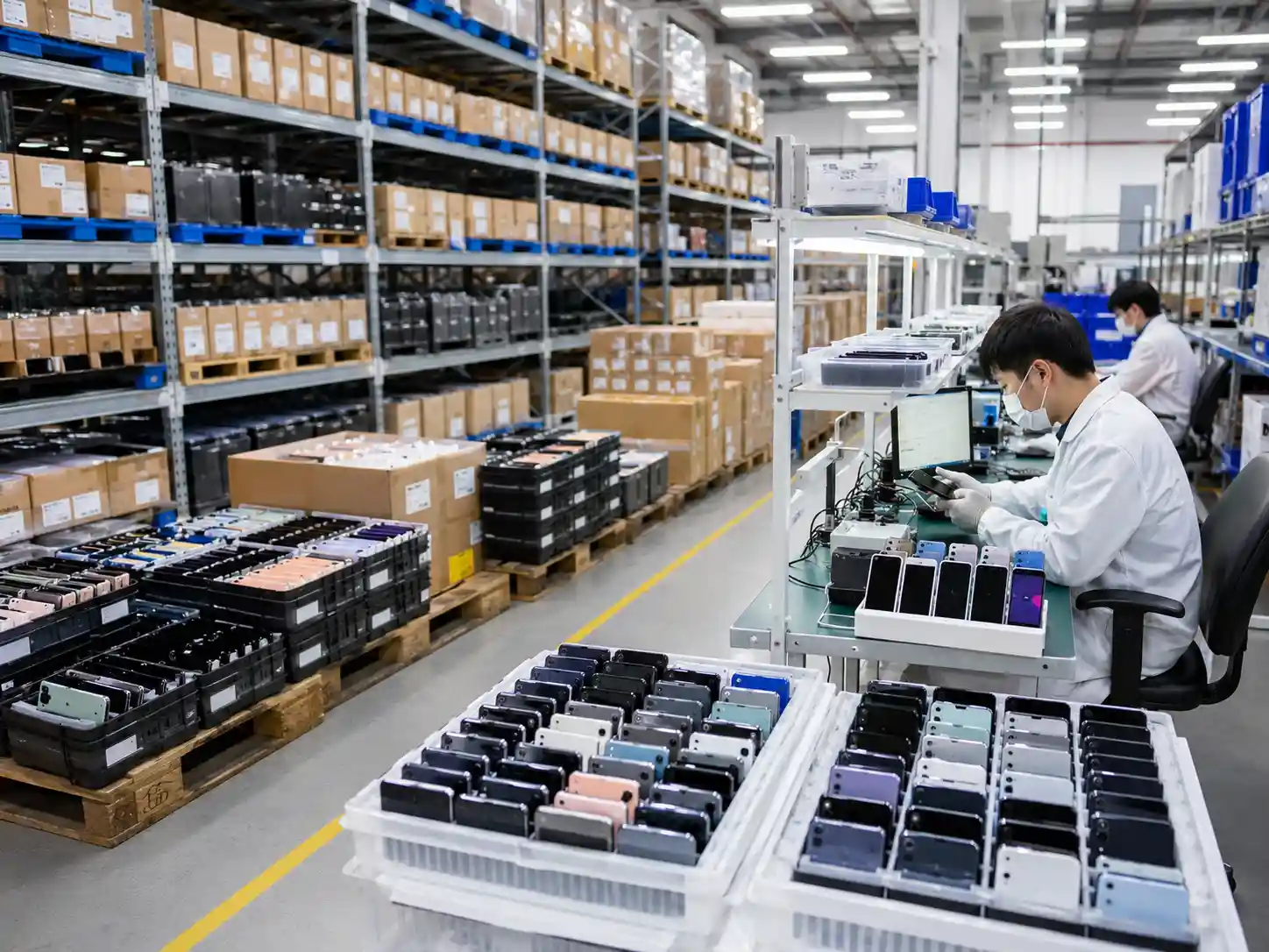 Warehouse and QC lab for bulk phones