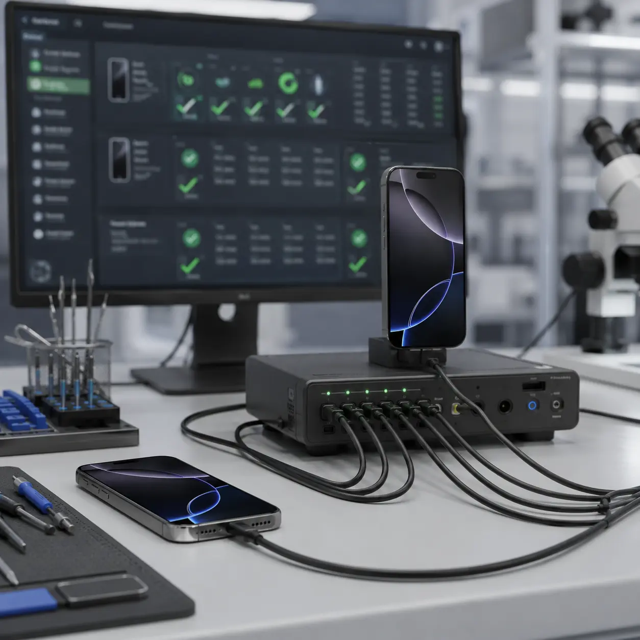 Pro diagnostics dashboard software showing hardware test pass rates
