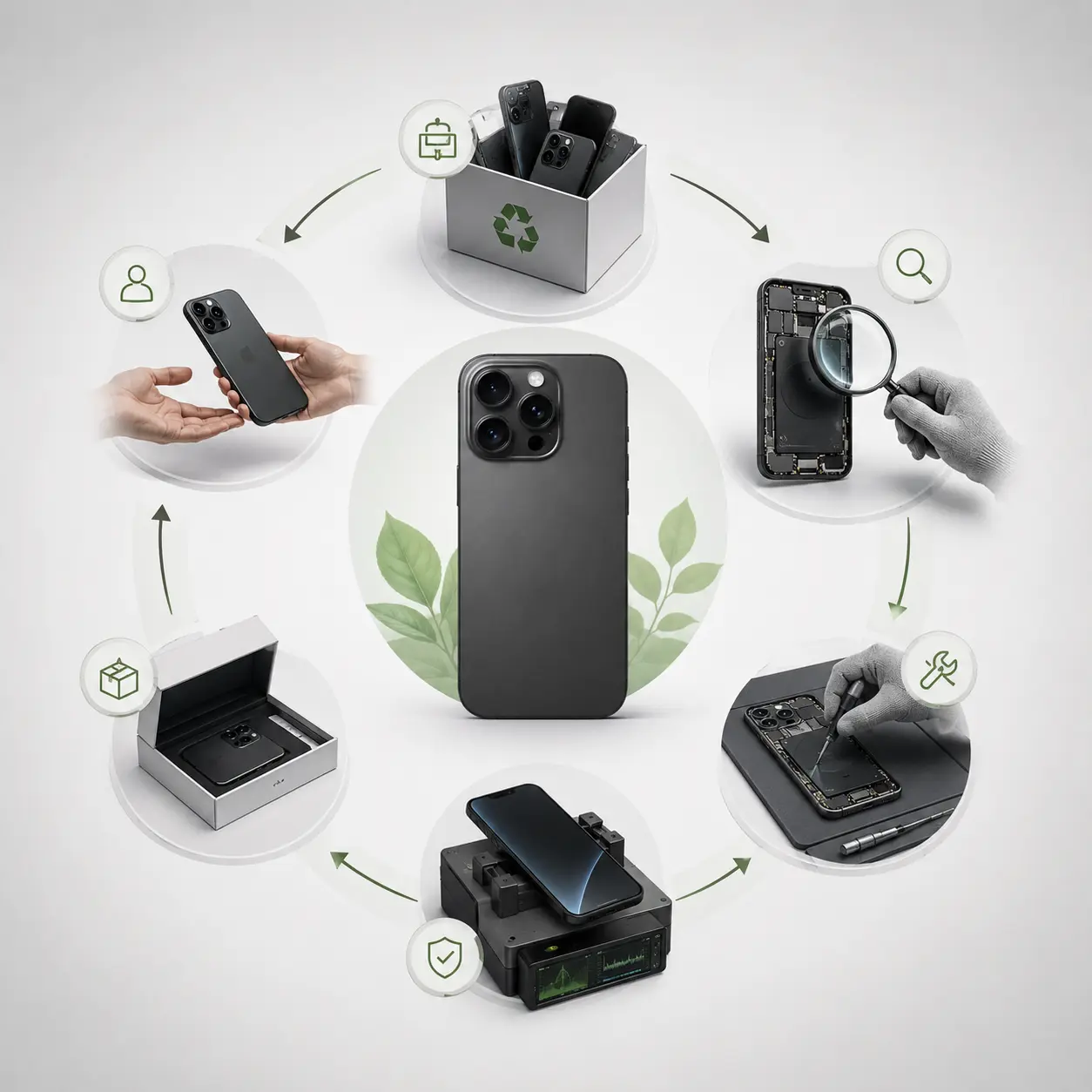 Circular economy diagram for electronics refurbishment
