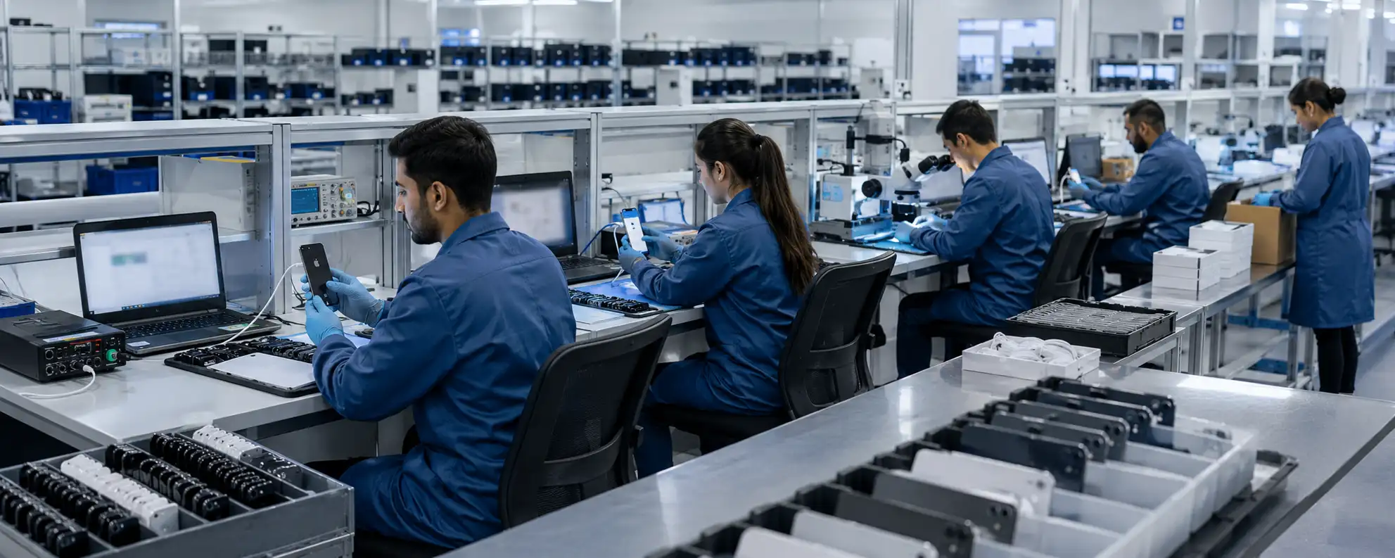 Factory quality control workflow for smartphones