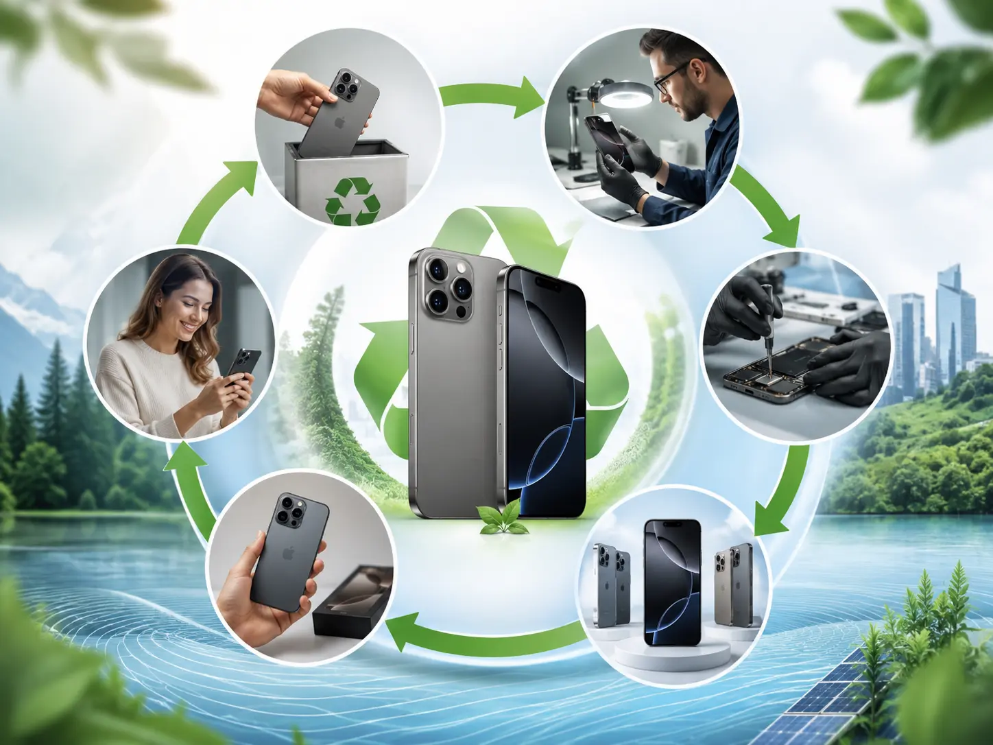 Circular economy diagram for smartphone reuse