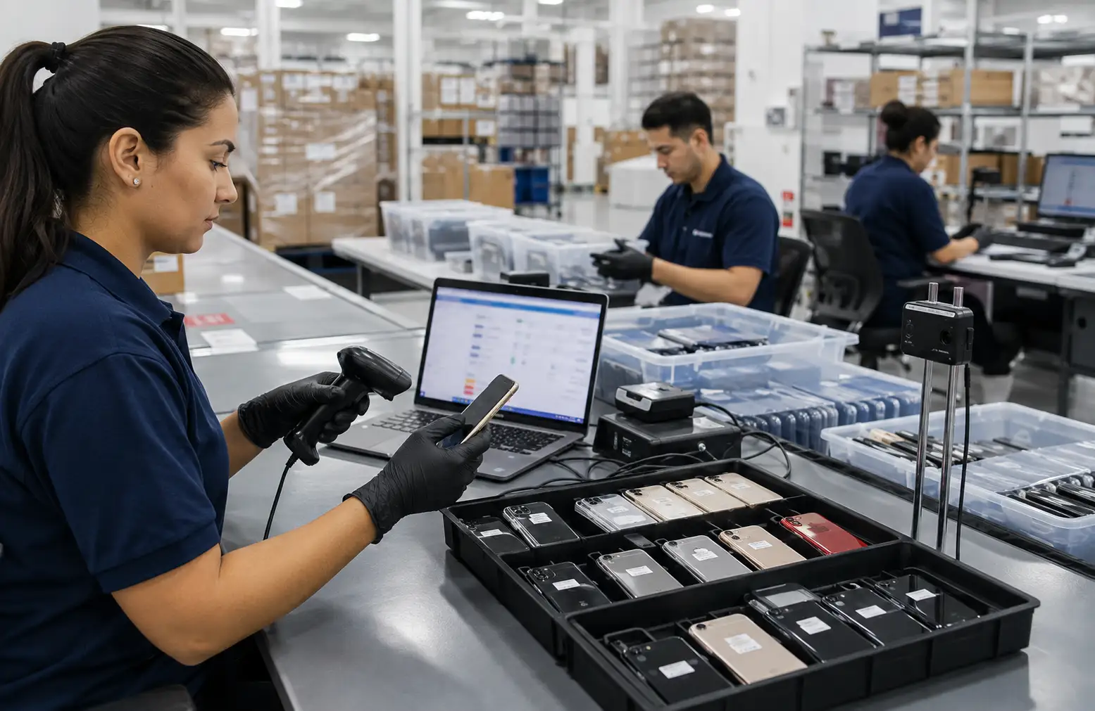 IMEI verification lab for mixed grade pallet boxes