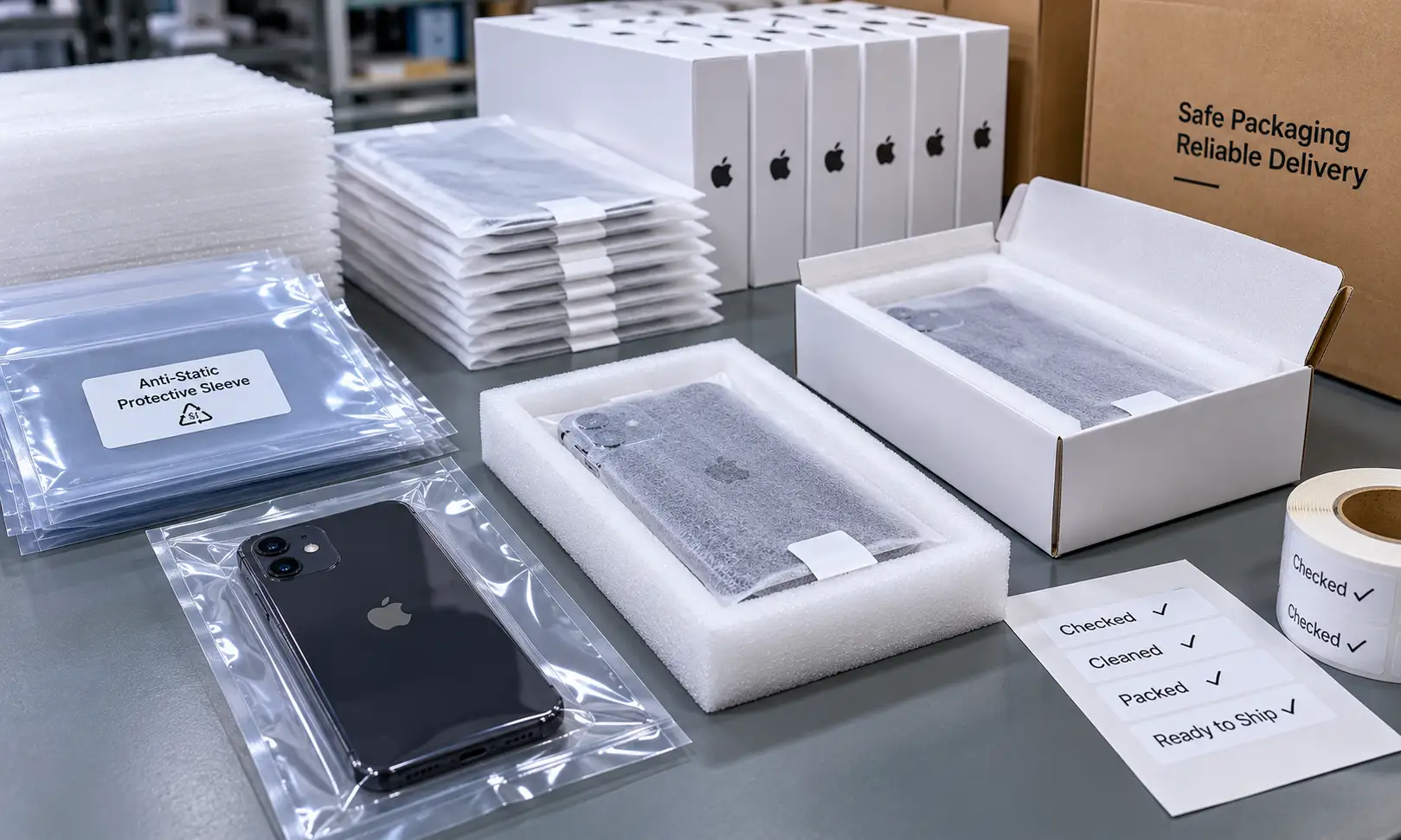 iPhone 12 devices in protective sleeves