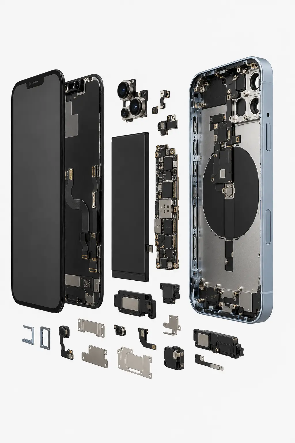 Exploded view diagram of iPhone 14 components