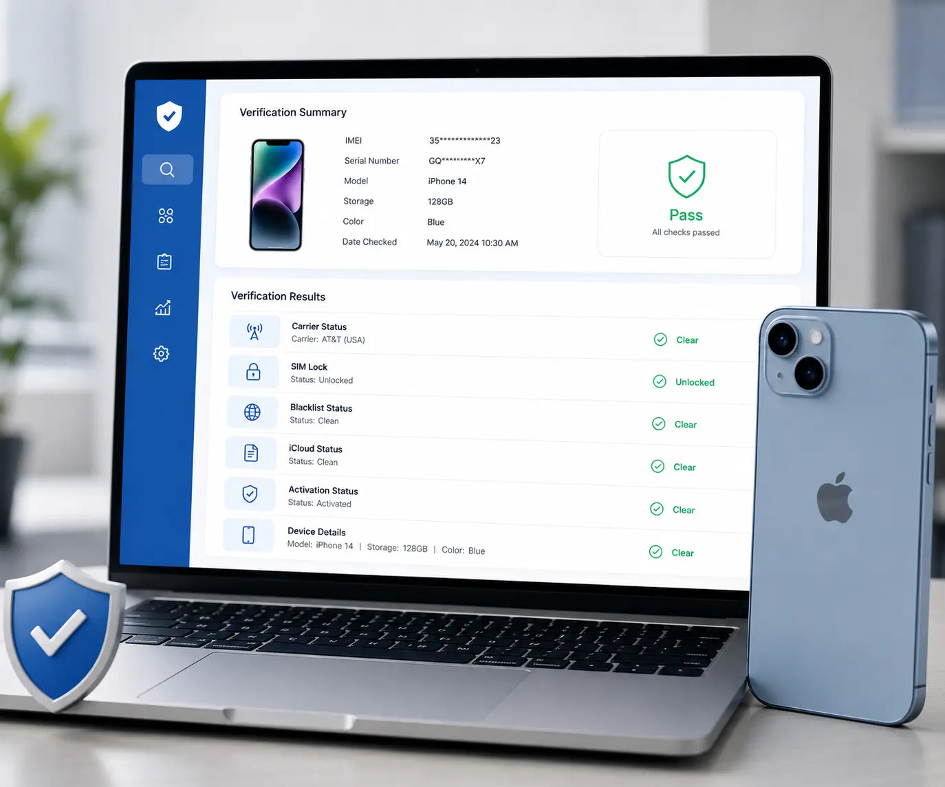 Privacy-safe IMEI verification dashboard report
