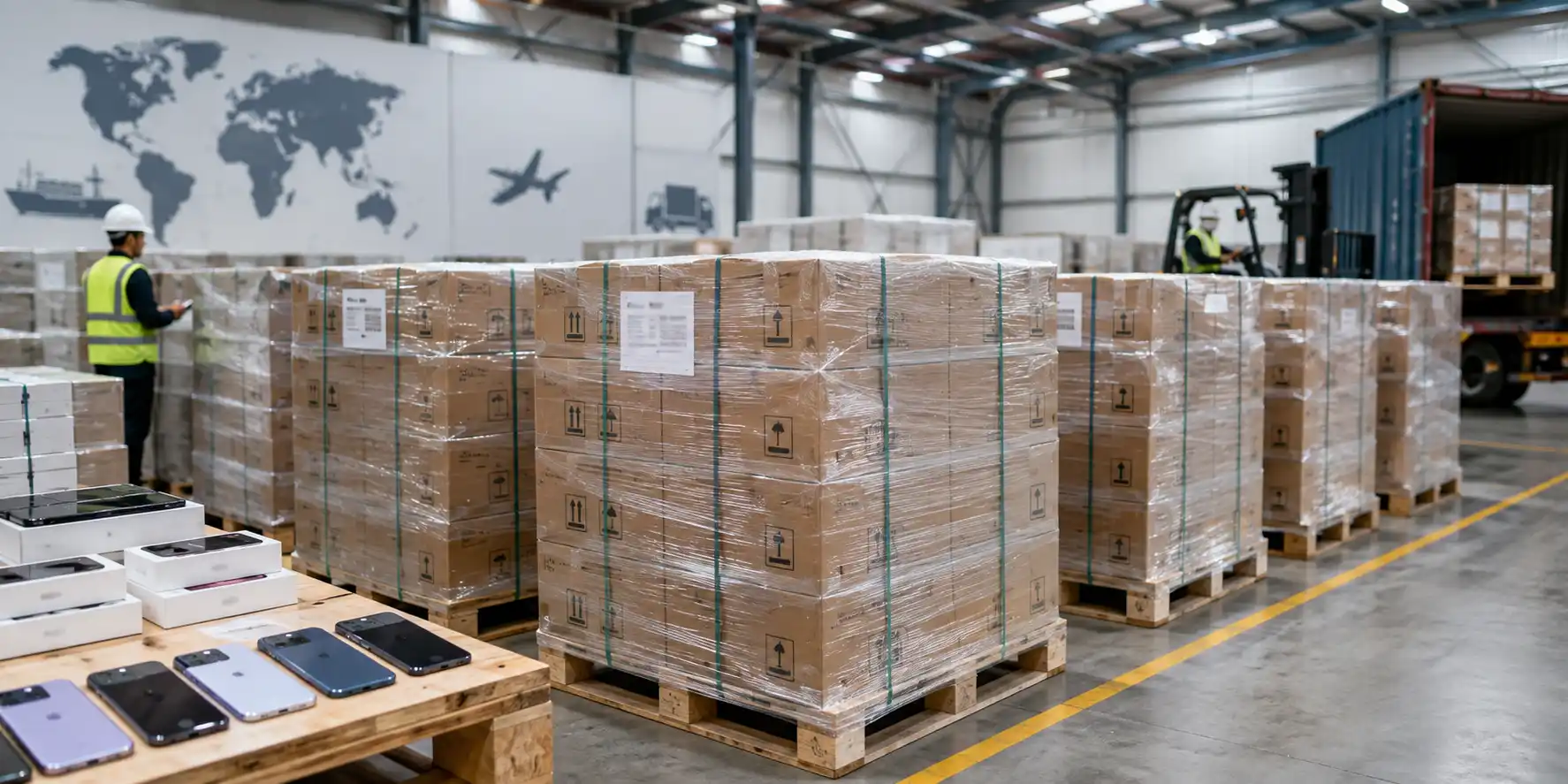 Palletized shipments in warehouse