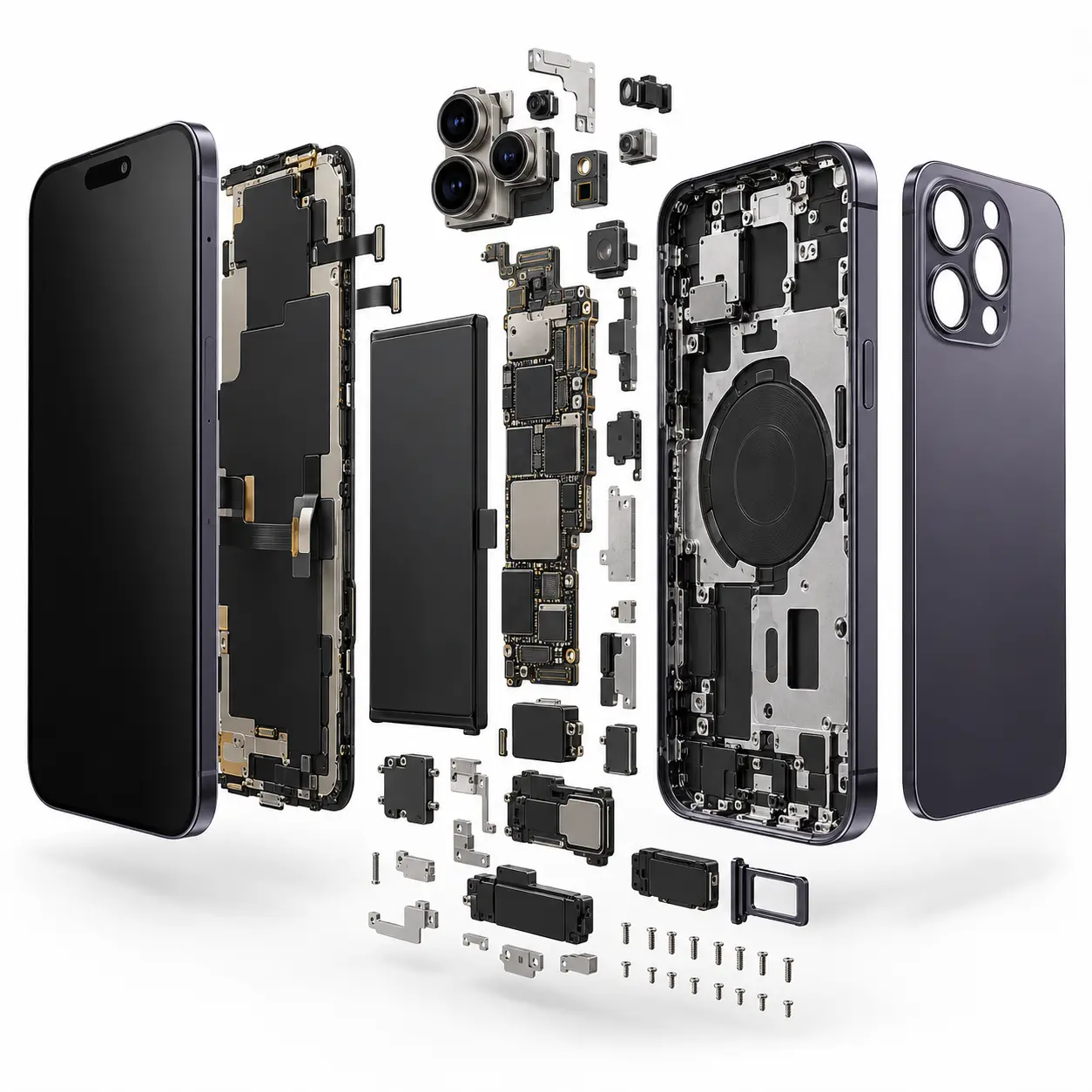 Exploded diagram of iPhone 14 Pro components