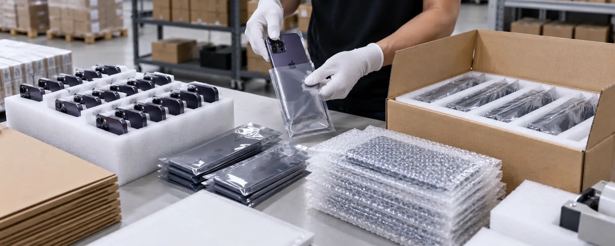 Bulk protective packaging for used iPhones